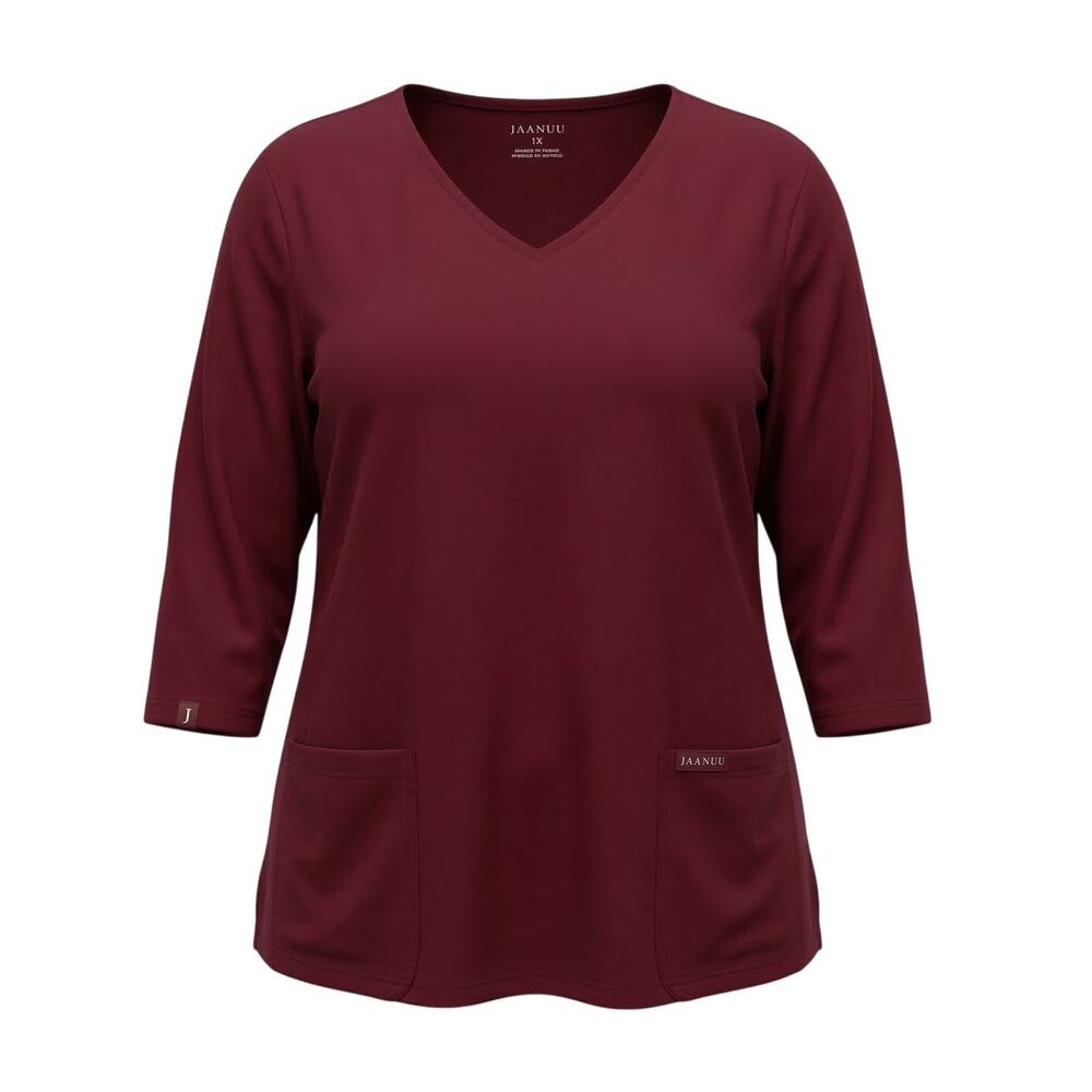 Jaanuu Womens 1X Career Office Minimalist Staple Modest Athleisure RN Scrub Top